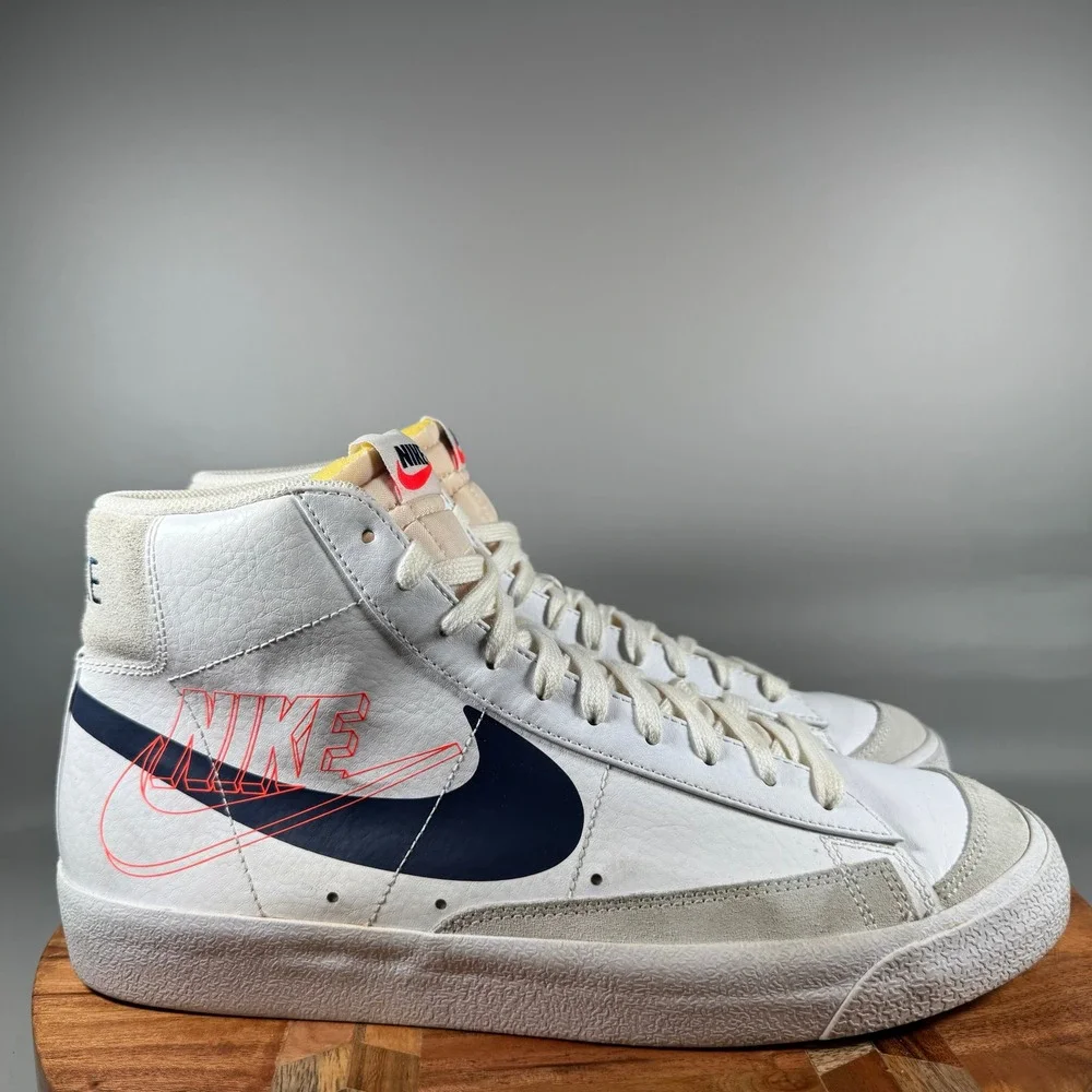 Nike Blazer Mid 77 Vintage White Navy Orange DA4651-100 Mens Sneakers